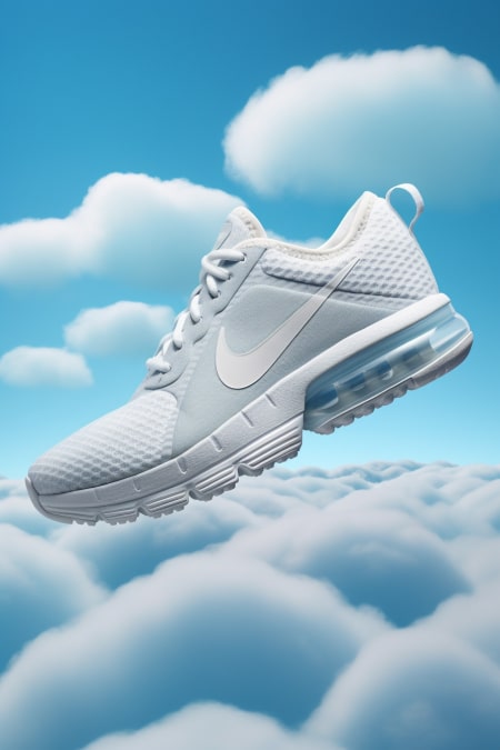 AI-generated Nike Air sneaker mockup with cloud texture