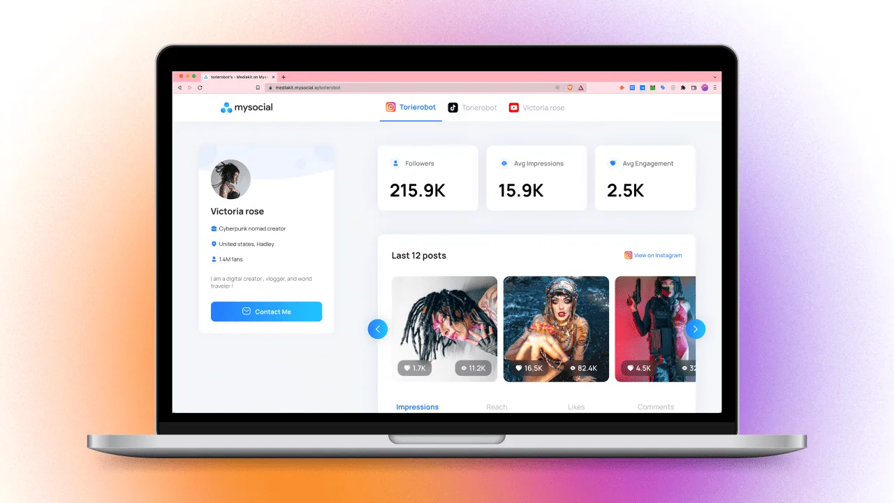 MySocial auto-updating media kit example